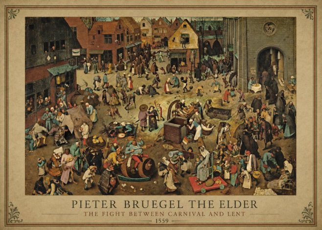 Pieter Bruegel The Fight Between Carnival and Lent I No1 - Plakat