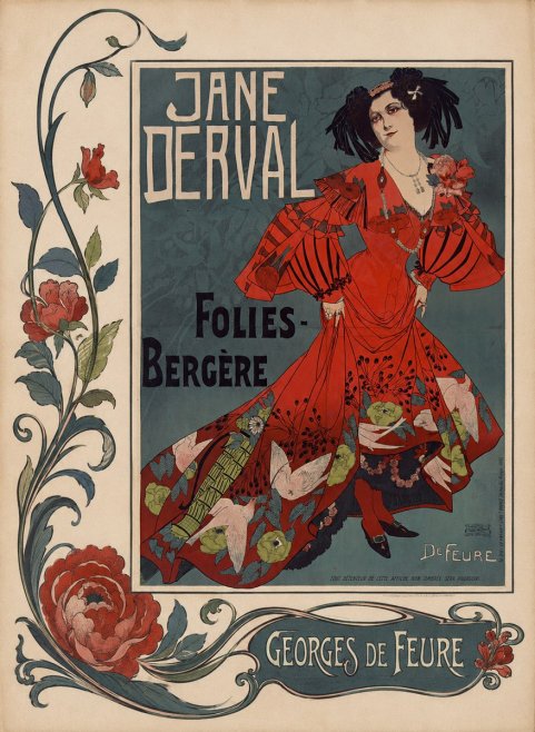 Georges de Feure Jane Derval - Folies-bergère I No2 - Plakat
