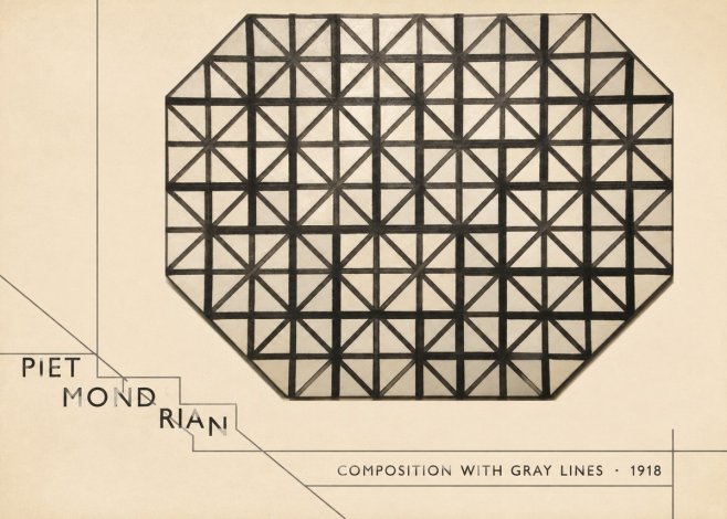 Piet Mondrian Composition with Gray Lines No3 - Plakat