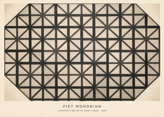 Piet Mondrian Composition with Gray Lines No4 - Plakat