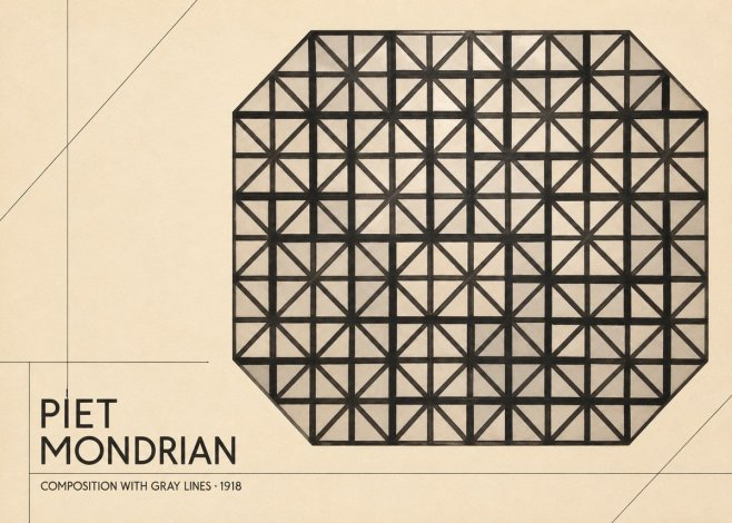 Piet Mondrian Composition with Gray Lines No6 - Plakat