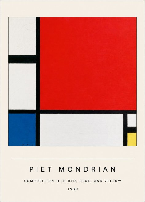 Piet Mondrian Composition Ii in Red, Blue, and Yellow No4 - Plakat