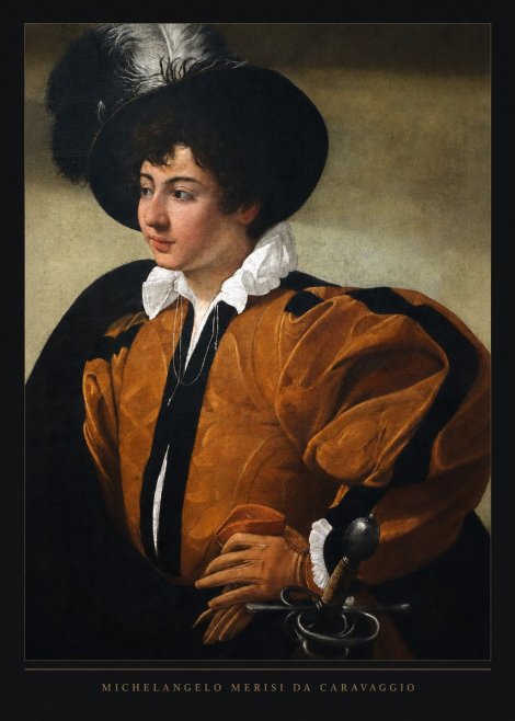 Michelangelo Merisi da Caravaggio Young Man with a Plumed Hat No6 - Plakat