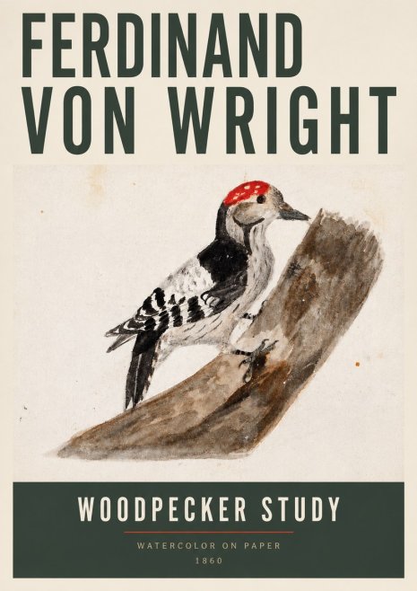 Ferdinand von Wright Woodpecker Study No3 - Plakat