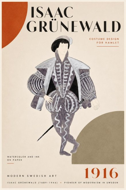 Isaac Grünewald Costume Design for Hamlet No5 - Plakat