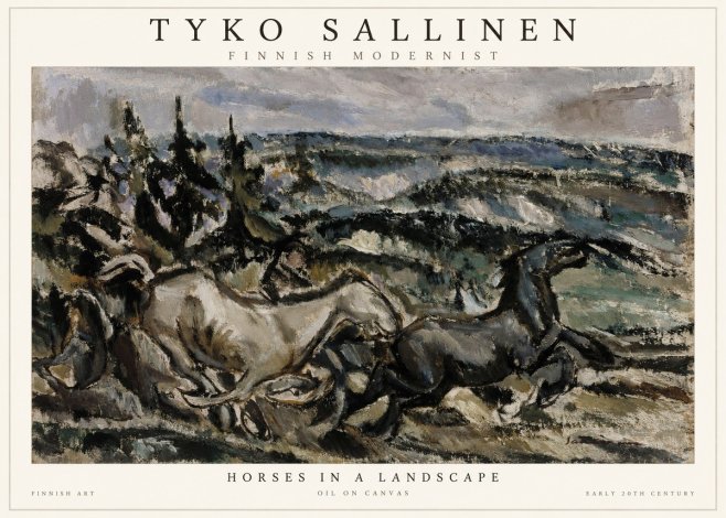 Tyko Sallinen Horses in a Landscape No1 - Plakat