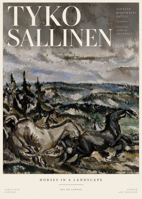 Tyko Sallinen Horses in a Landscape No3 - Plakat