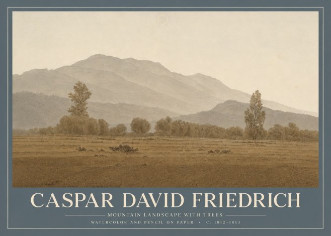 Caspar David Friedrich Mountain Landscape with Trees No4 - Plakat