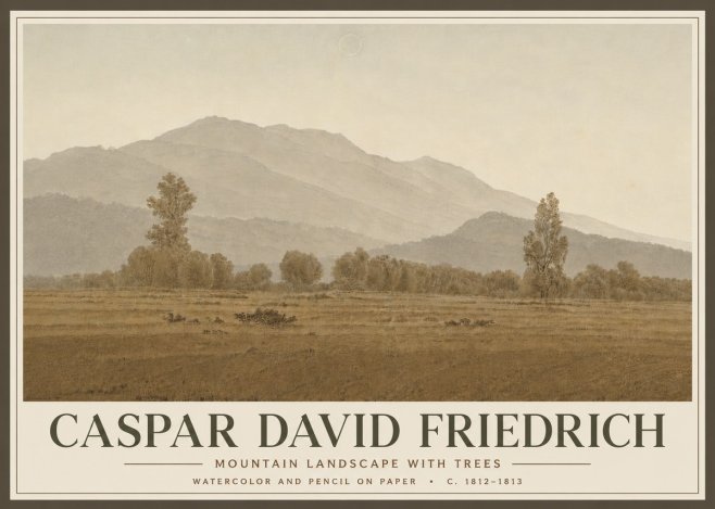 Caspar David Friedrich Mountain Landscape with Trees No6 - Plakat