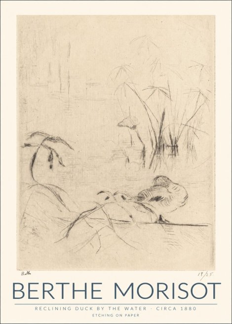 Berthe Morisot Reclining Duck by the Water No1 - Plakat