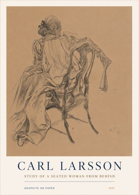 Carl Larsson Study of a Seated Woman from Behind No3 - Plakat