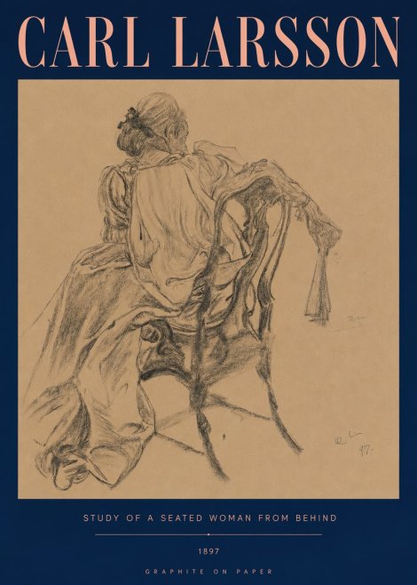 Carl Larsson Study of a Seated Woman from Behind No5 - Plakat