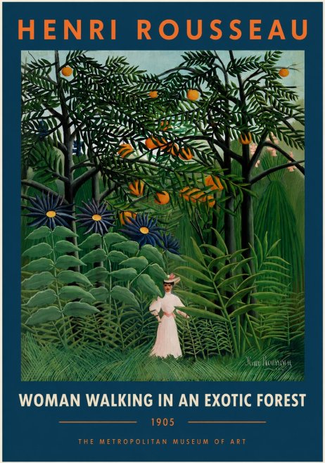 Rousseau Woman Walking in an Exotic Forest No5 - Plakat
