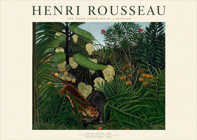 Rousseau The Tiger Surprised by a Buffalo No1 - Plakat