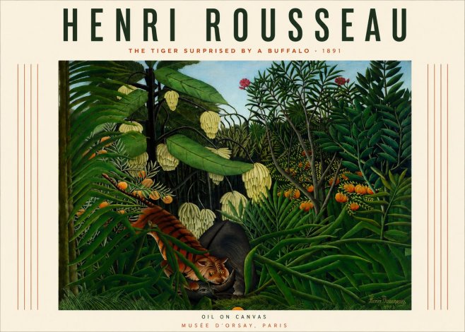 Rousseau The Tiger Surprised by a Buffalo No3 - Plakat
