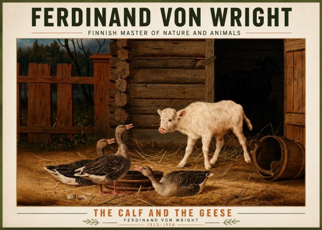 Ferdinand von Wright The Calf and the Geese No5 - Plakat