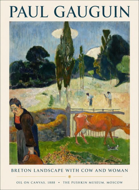 Paul Gauguin Breton Landscape with Cow and Woman No1 - Plakat
