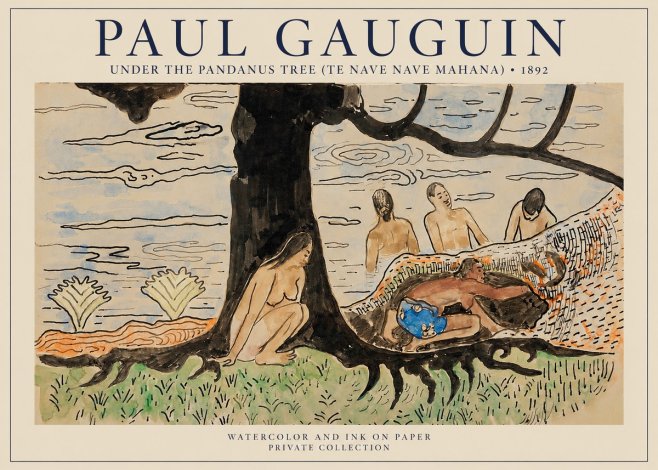 Paul Gauguin Under the Pandanus Tree (Te Nave Nave Mahana) No1 - Plakat