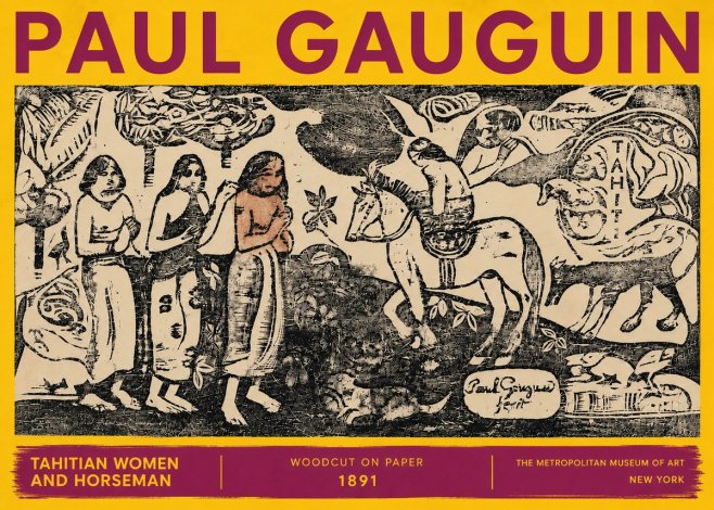 Paul Gauguin Tahitian Women and Horseman No6 - Plakat