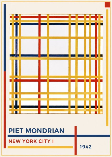 Piet Mondrian New York City I No1 - Plakat