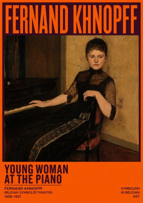Fernand Khnopff The Piano, 1889 No5 - Plakat