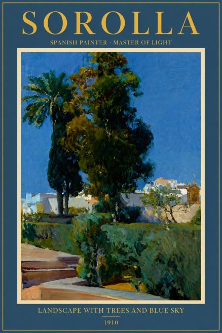 Sorolla Landscape with Trees and Blue Sky No4 - Plakat