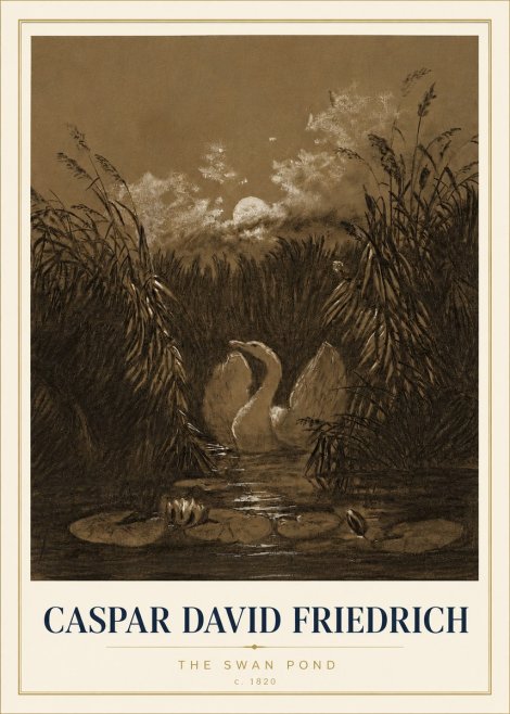 Caspar David Friedrich The Swan Pond No4 - Plakat