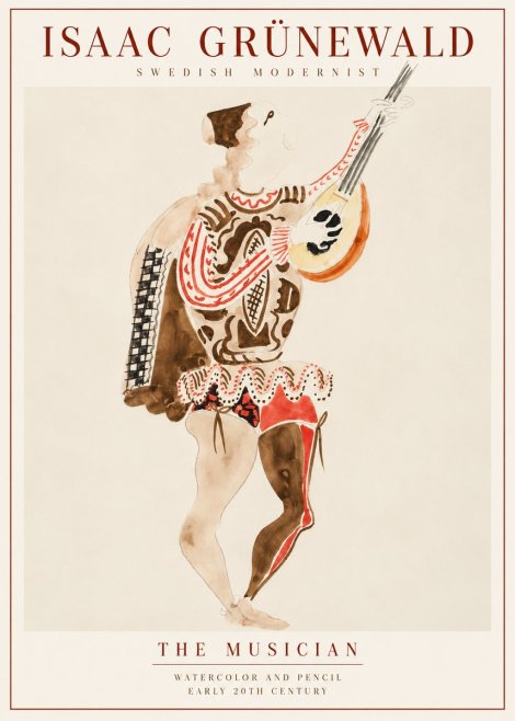 Isaac Grünewald The Lute Player No3 - Plakat