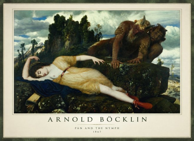 Arnold Böcklin Pan and the Nymph No1 - Plakat