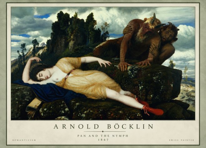 Arnold Böcklin Pan and the Nymph No4 - Plakat