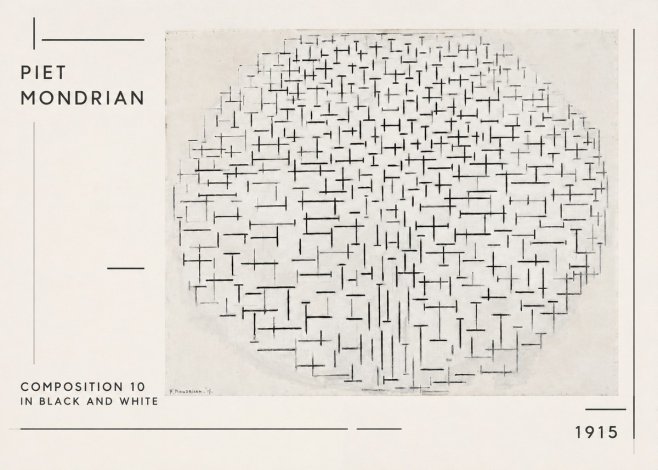 Piet Mondrian Composition 10 in Black and White No1 - Plakat