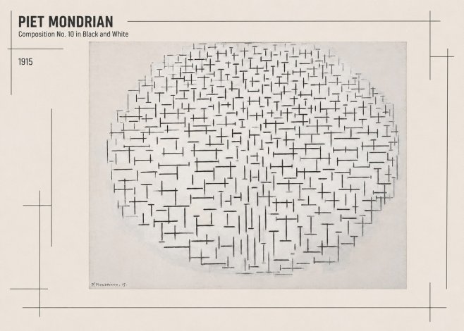 Piet Mondrian Composition 10 in Black and White No2 - Plakat
