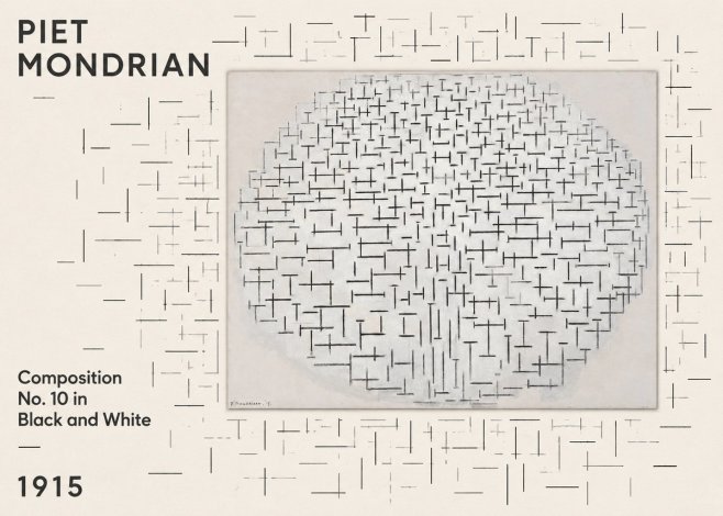 Piet Mondrian Composition 10 in Black and White No5 - Plakat