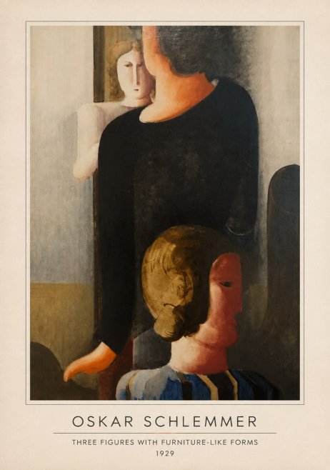 Oskar Schlemmer Three Figures with Furniture-like Forms No4 - Plakat