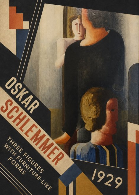 Oskar Schlemmer Three Figures with Furniture-like Forms No5 - Plakat