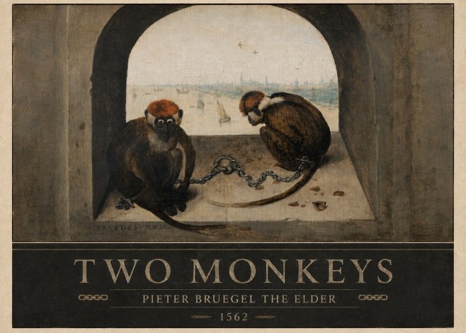 Pieter Bruegel Two Monkeys II No4 - Plakat