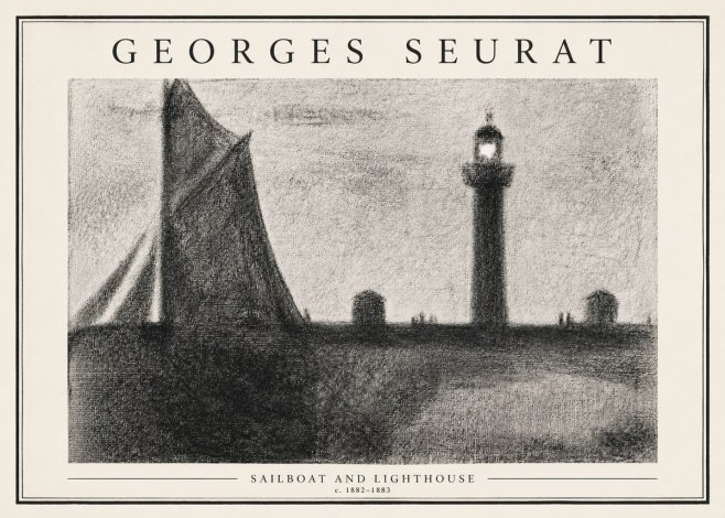 Seurat Sailboat and Lighthouse No3 - Plakat