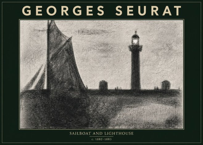 Seurat Sailboat and Lighthouse No5 - Plakat
