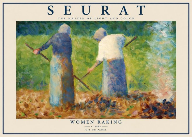 Seurat Women Raking No2 - Plakat