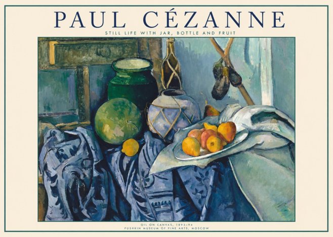 Paul Cézanne Still Life with Jar, Bottle and Fruit No1 - Plakat