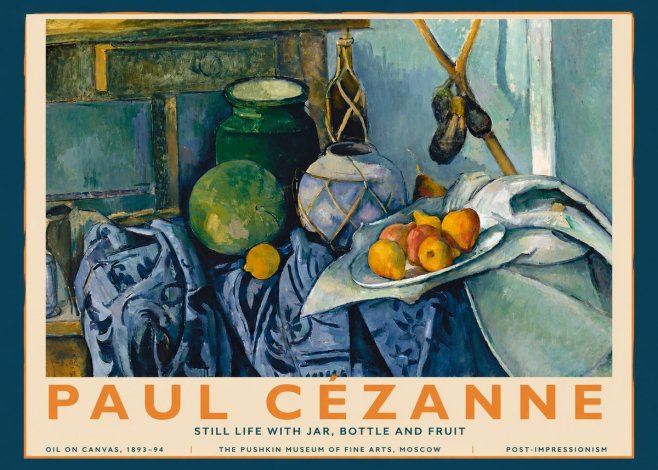 Paul Cézanne Still Life with Jar, Bottle and Fruit No3 - Plakat