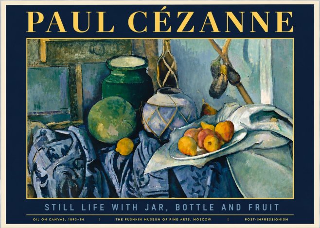Paul Cézanne Still Life with Jar, Bottle and Fruit No6 - Plakat