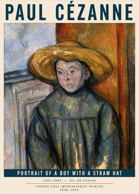 Paul Cézanne Portrait of a Boy with a Straw Hat No3 - Plakat