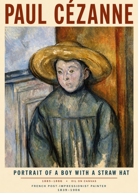 Paul Cézanne Portrait of a Boy with a Straw Hat No5 - Plakat