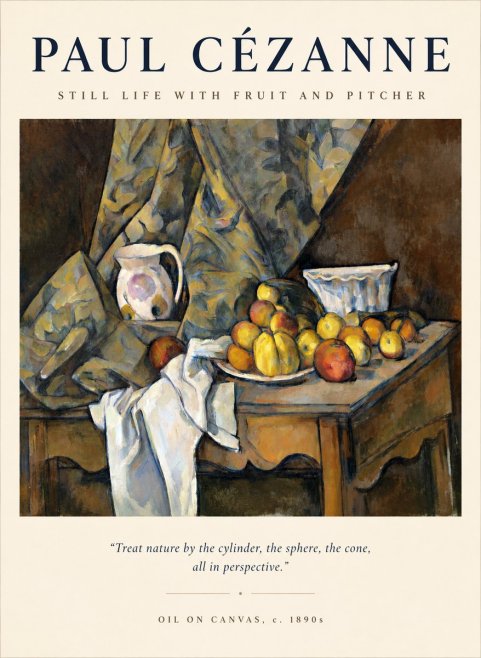 Paul Cézanne Still Life with Drapery, Pitcher and Fruit No2 - Plakat
