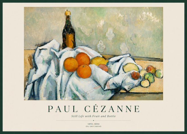 Paul Cézanne Still Life with Fruit and Bottle No1 - Plakat