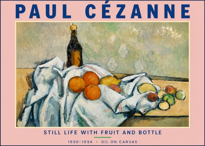 Paul Cézanne Still Life with Fruit and Bottle No4 - Plakat