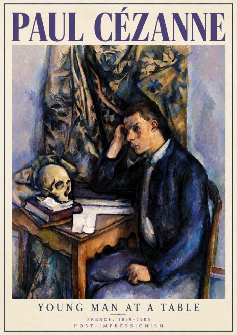 Paul Cézanne Young Man at a Table No6 - Plakat