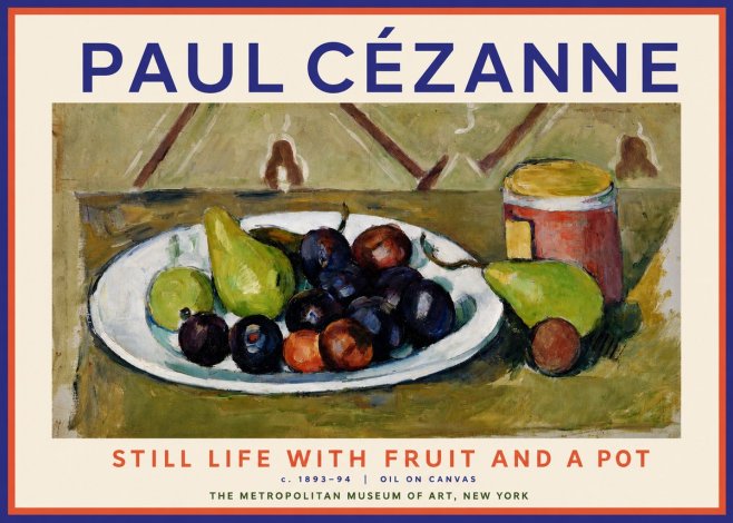 Paul Cézanne Still Life with Fruit and a Pot No2 - Plakat