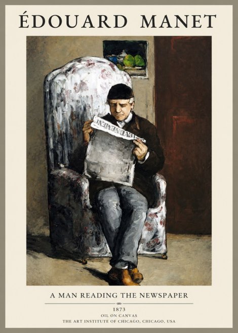Édouard Manet A Man Reading the Newspaper No1 - Plakat